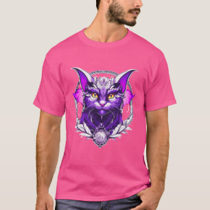 Camiseta Asistente para gato dragón - Fantasía negra, blanc