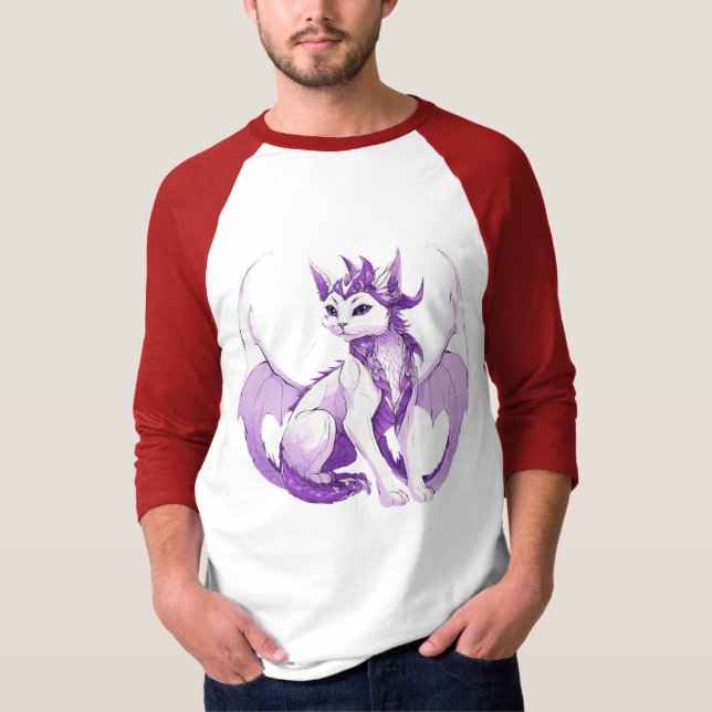 Camiseta Asistente para gato dragón - Fantasía negra, blanc (Anverso)