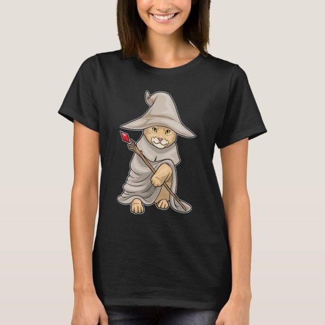Camiseta Asistente para gato naranja varita mágica (Anverso)