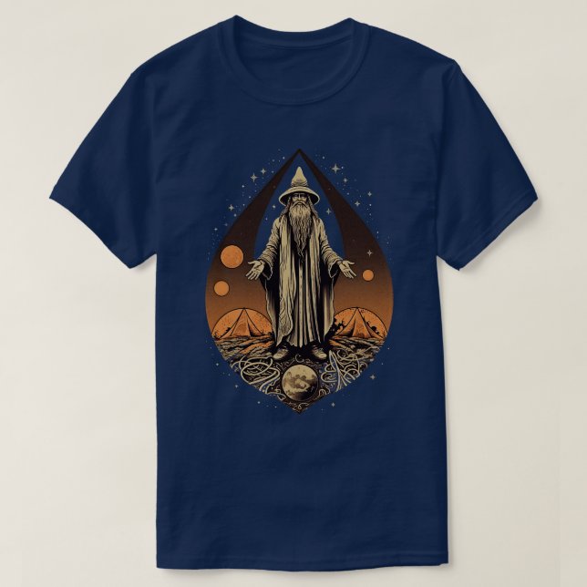 Camiseta Asistente para retro oscuro ilustracion de fantasí (Diseño del anverso)