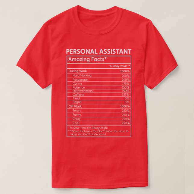 Camiseta Asistente personal asombroso de hechos (Diseño del anverso)