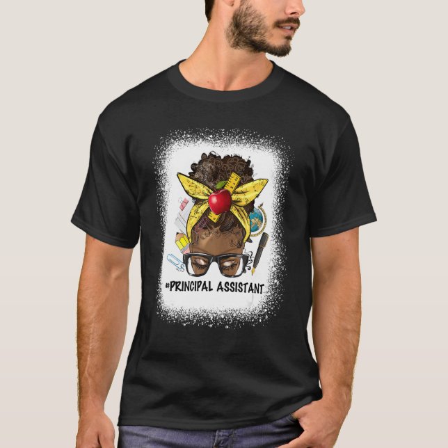 Camiseta Asistente Principal Afro Messy Bun De Vuelta A La  (Anverso)