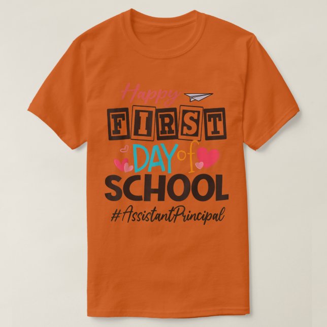 Camiseta Asistente Principal Feliz Primer Día De Regreso A  (Diseño del anverso)