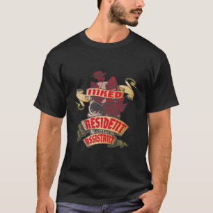 Camiseta Asistente Residente Tatuaje De Calavera Y Rosas Ro