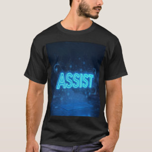 Camiseta ASISTIR - Ciberpunk IA Neón Azul Holograma Futuris