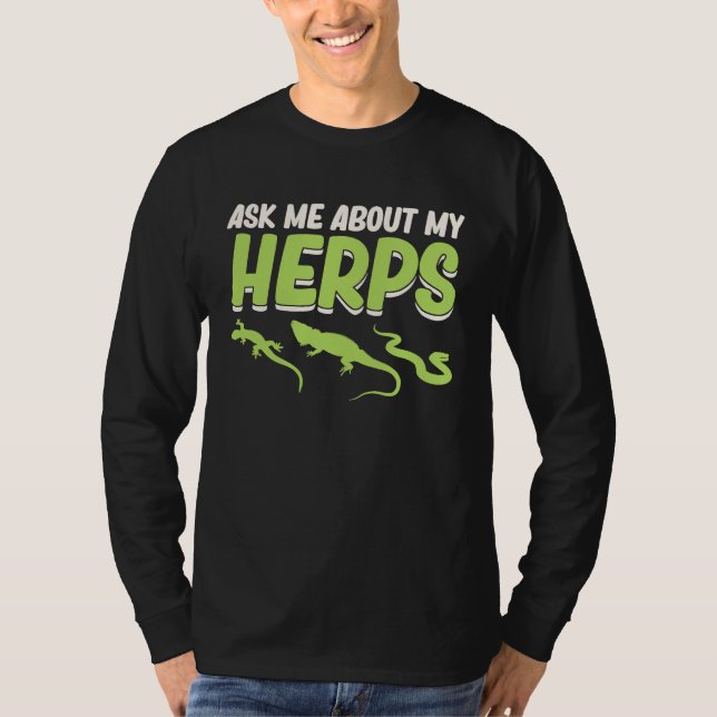 Camiseta Ask Me About Herps Reptiles  Pet Reptile Owner Gra (Anverso)