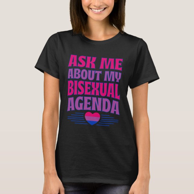 Camiseta Ask Me About My Bisexual Agenda Heart Bi Pride Aes (Anverso)