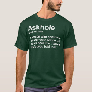 Camiseta Askhole Definición Hilarious Gag Dictionary Adulto