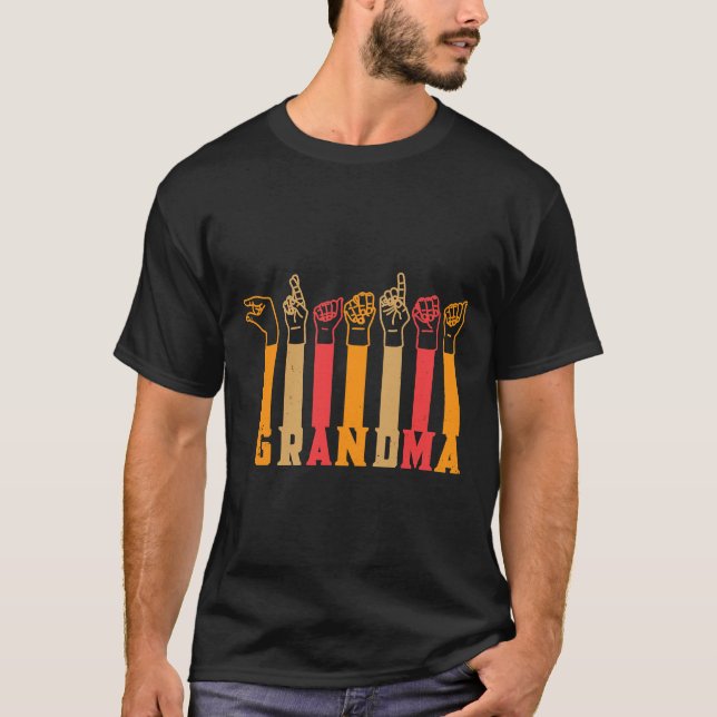 Camiseta ASL Abuela Lengua Rótulo Americana Abuela Moda (Anverso)