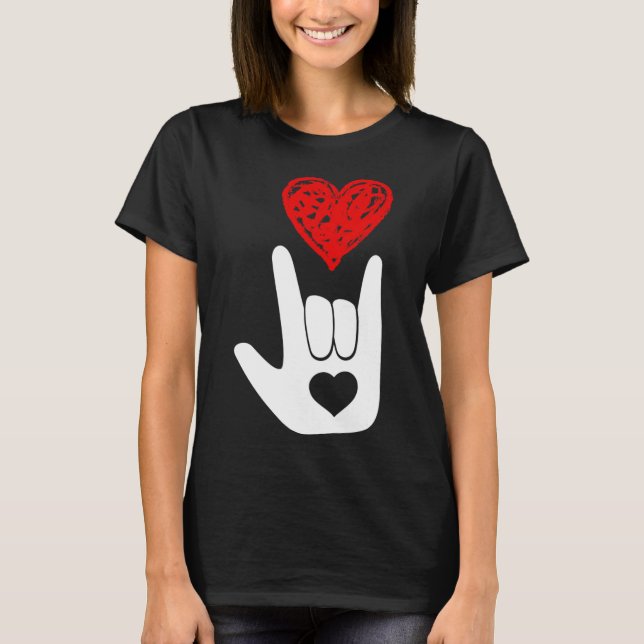 Camiseta ASL American Rótulo Language Love Hand Rótulo ASL  (Anverso)