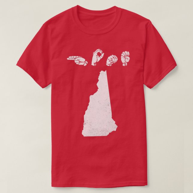 Camiseta ASL American Rótulo Language New Hampshire Home T (Diseño del anverso)