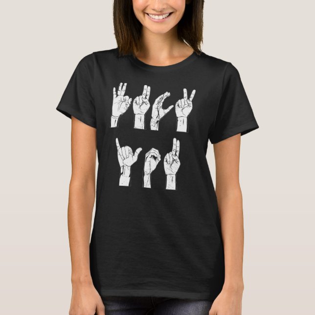 Camiseta ASL American Rótulo Language Teacher Deaf Dumb Int (Anverso)