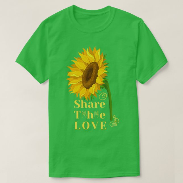 Camiseta ASL American Sunflower Comparte el amor (Diseño del anverso)