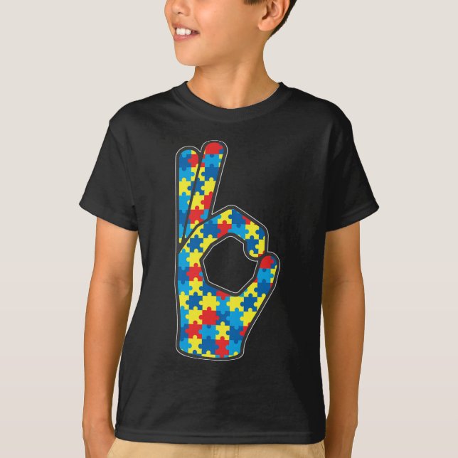 Camiseta ASL Amo Idioma Rótulo Autismo Regalo Conciencia Su (Anverso)