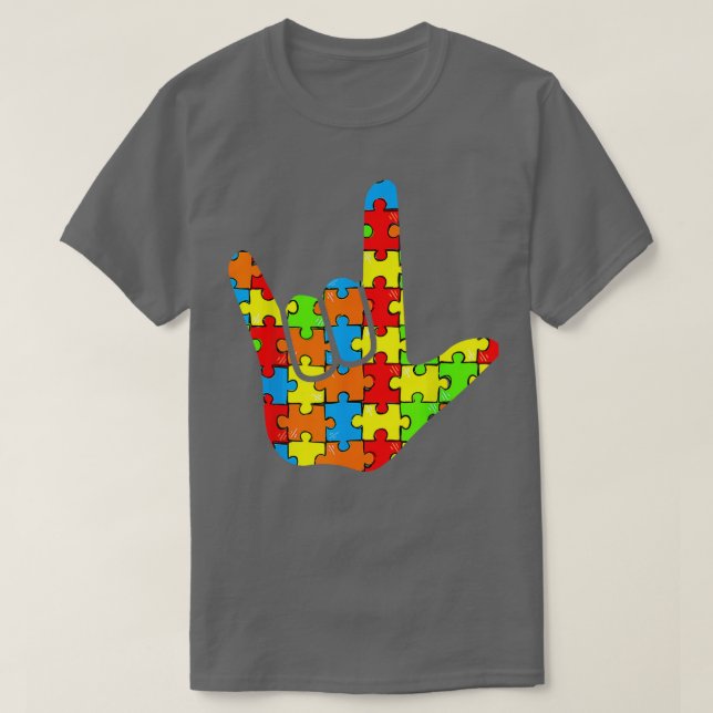 Camiseta ASL Amo Idioma Rótulo Autismo Regalo Conciencia Su (Diseño del anverso)