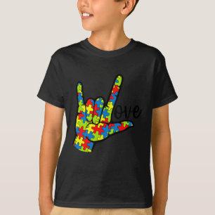 Camiseta ASL Amo Idioma Rótulo Autismo Regalo Conciencia Su