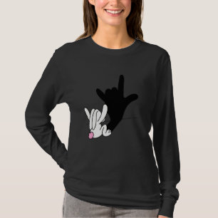 Camiseta Asl Bunny Reflation I Love You Hand Rótulo Languag