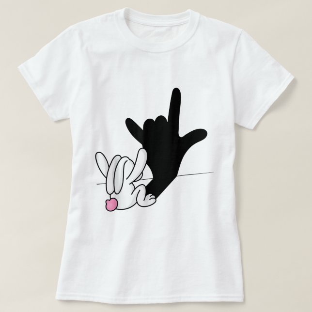 Camiseta AsL Bunny Reflection I Love You Hand Rótulo Langua (Diseño del anverso)