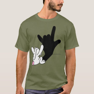 Camiseta AsL Bunny Reflection I love you mano Rótulo Easter