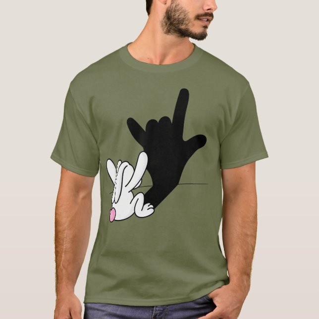 Camiseta AsL Bunny Reflection I love you mano Rótulo Easter (Anverso)
