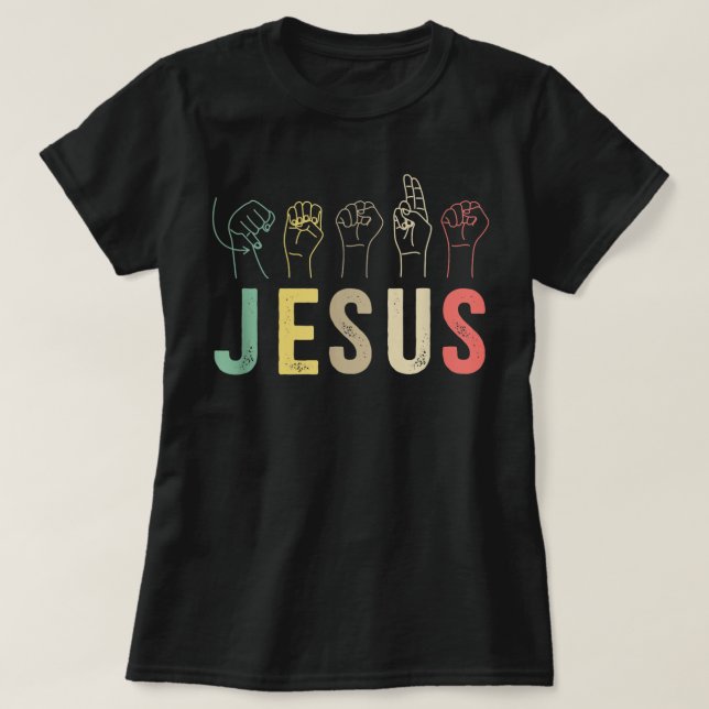 Camiseta ASL Christian American Sign Language Religious Dea (Diseño del anverso)