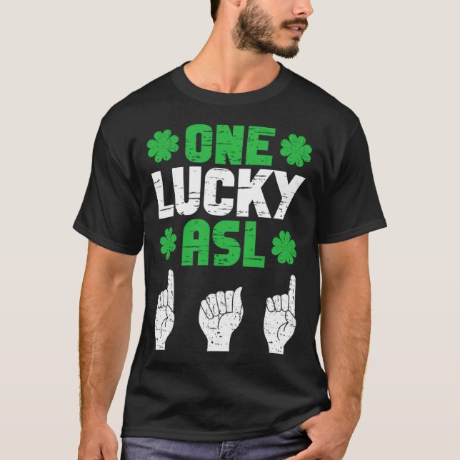 Camiseta ASL Dad Sign Language Deaf Pride Father St Patrick (Anverso)