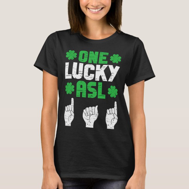 Camiseta ASL Dad Sign Language Deaf Pride Father St Patrick (Anverso)