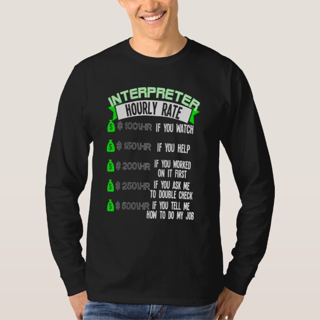 Camiseta Asl de tarifas horarias del intérprete (Anverso)