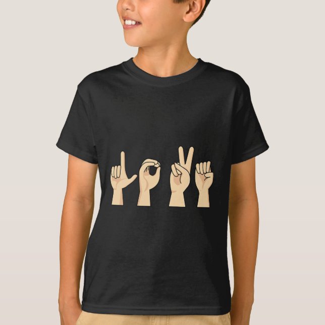 Camiseta Asl Día de San Valentín Cute Idioma Rótulo Awarene (Anverso)