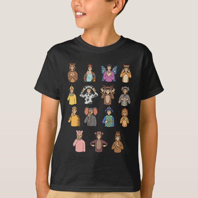 Camiseta Asl Hand Gesture Deaf Hearing Loss Awareness Boy (Anverso)