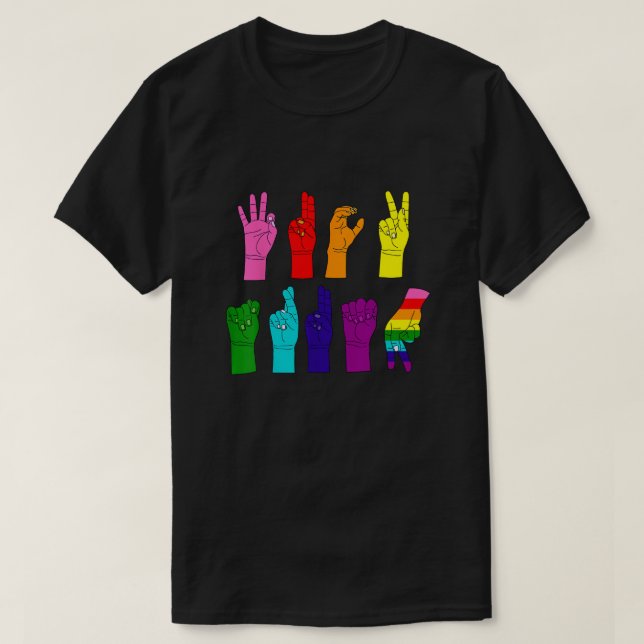 Camiseta ASL Hands - Rainbow Resistance Message (Diseño del anverso)