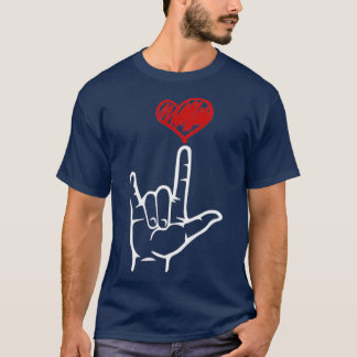 Camiseta ASL I Love You Hand Heart American Rótulo Language