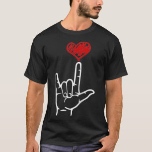 Camiseta ASL I Love You Hand Heart American Rótulo Language