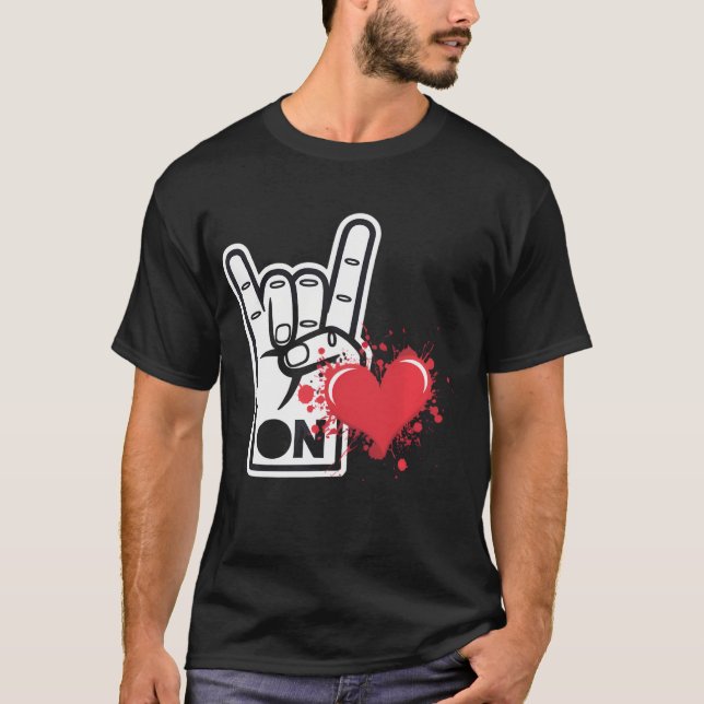 Camiseta Asl I love you mano lenguaje Rótulo Heart Valentin (Anverso)