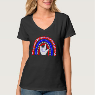 Camiseta Asl I Love You Rainbow Usa Flag Rótulo Language 4t