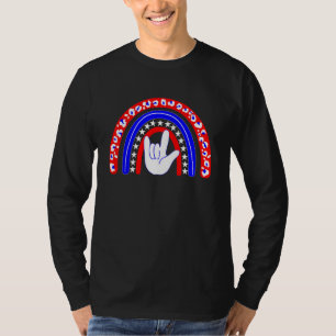 Camiseta Asl I Love You Rainbow Usa Flag Rótulo Language 4t