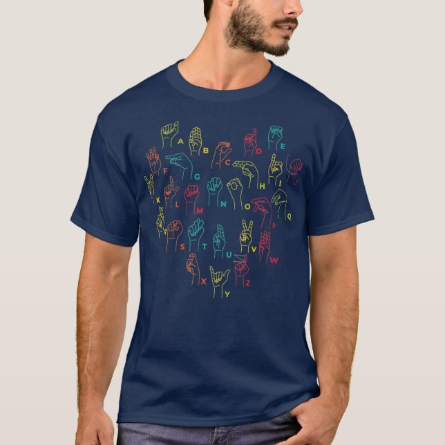 Camiseta ASL ILY Heart Rótulo Language Interpreter Deaf ASL (Anverso)