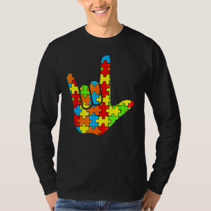 Camiseta Asl Love Rótulo Lenguaje Autismo Ayuda para la tom