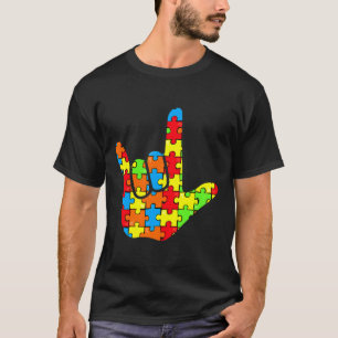 Camiseta Asl Love Rótulo Lenguaje Autismo Ayuda para la tom
