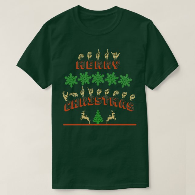 Camiseta ASL Merry Christmas American Rótulo Language GIft (Diseño del anverso)