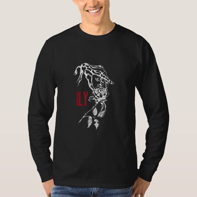 Camiseta Asl Rótulo Americano Te Amo Ily Skeleton Hand Hol (Anverso)