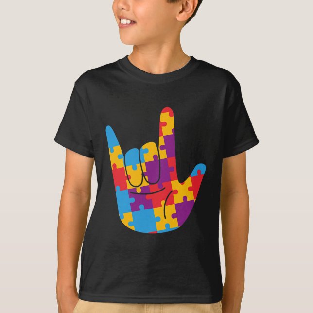Camiseta ASL Rótulo de amor Lenguaje de autismo Ayuda de co (Anverso)