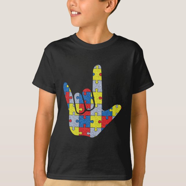 Camiseta ASL Rótulo de amor Lenguaje de autismo Ayuda para  (Anverso)