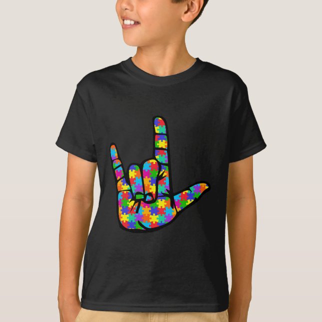 Camiseta ASL Rótulo de amor Lenguaje de autismo Ayuda para  (Anverso)