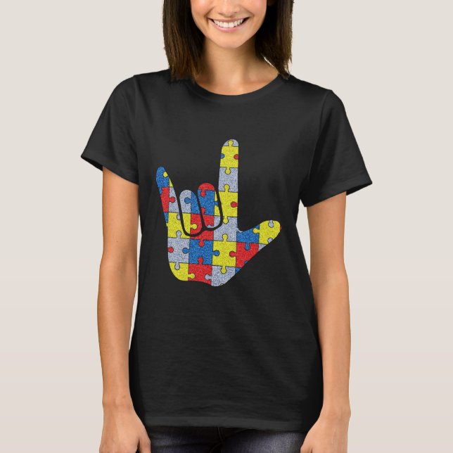 Camiseta ASL Rótulo de amor Lenguaje de autismo Ayuda para  (Anverso)