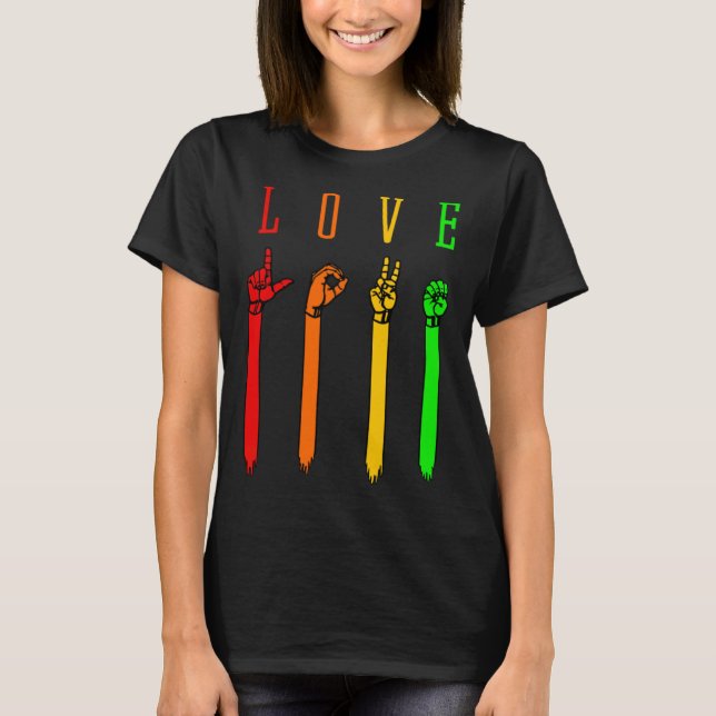 Camiseta ASL Rótulo de amor Lingüismo Hand Talking Profesor (Anverso)