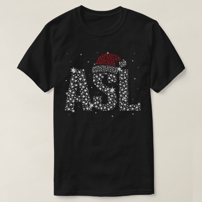Camiseta ASL Santa Hat American Rótulo Language Navidades D (Diseño del anverso)