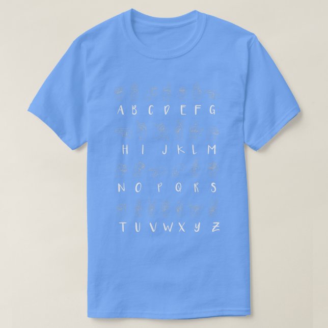 Camiseta ASL Sign Language Alphabet Learning Gift (Diseño del anverso)
