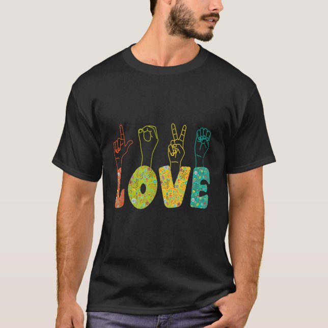 Camiseta ASL Sign Language I Loves You American Sign Langua (Anverso)
