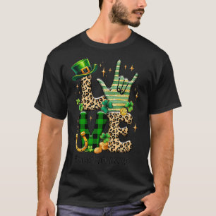 Camiseta ASL St Patricks Day LOVE Lenguaje de Rótulo Señal 